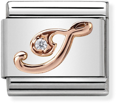 Nomination Classic Letter I 9ct Rose Gold & Steel Charm 430310/09