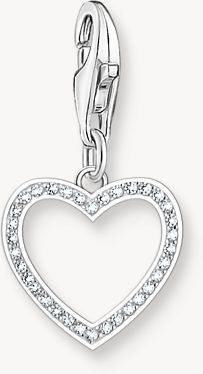 Thomas Sabo Silver Heart Charm Pendant With White Stones 2203-051-14