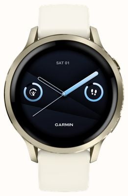 Garmin Venu 4 - AMOLED Health and Fitness Smartwatch (41mm) Lunar Gold With Bone Silicone Band 010-03013-00