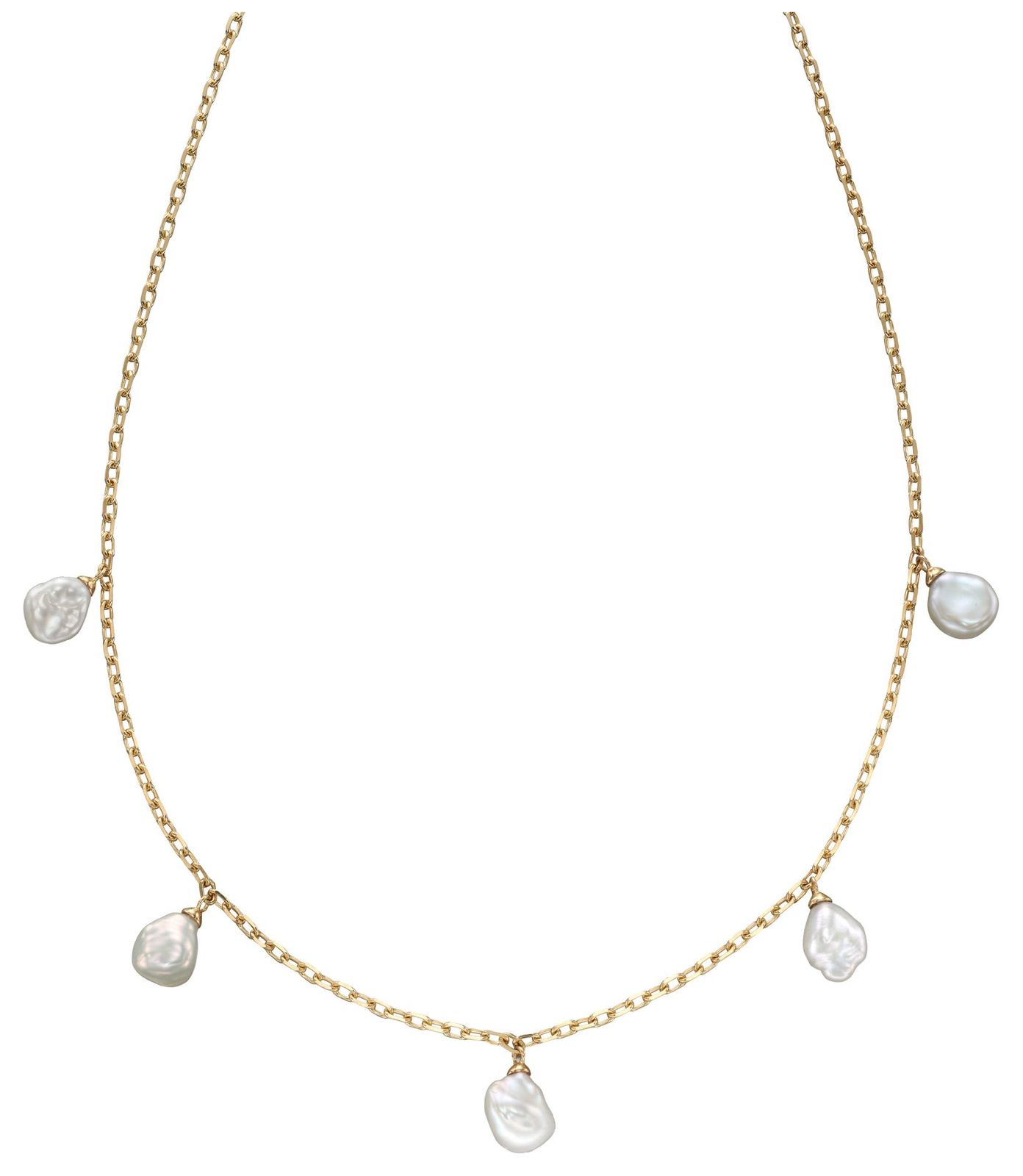 Elements Gold GN345 9ct Gold Keshi Pearl Charm Necklace Jewellery