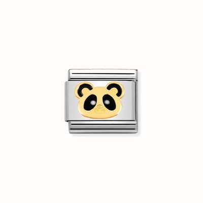 Nomination COMPOSABLE Classic EARTH ANIMALS PANDA in Stainless Steel with Enamel and Bonded Yellow Gold 030248/18
