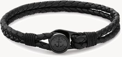 Tommy Hilfiger Nautical Black Leather Double Layered Bracelet 2790693