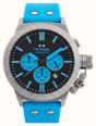 TW Steel Canteen Quartz Chronograph (45mm) Black Dial / Blue Silicone Strap Watch CS131