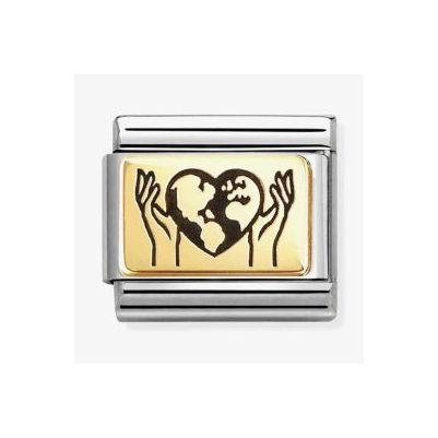 Nomination 030166/67 Classic Heart Globe In Hands 18ct Gold Jewellery