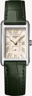 LONGINES DolceVita Quartz (20.8mm) Ivory Gilt "Flinqué" Dial / Olive Green Alligator Strap L52554082