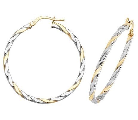 Treasure House ER1041YW-30 9CT YEL/WHT GOLD 30MM HOOP Jewellery