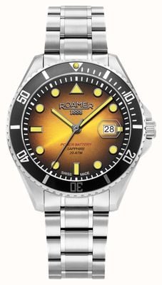 Roamer Pro Diver 200 Power-Battery (43mm) Yellow Gradient Dial / Stainless Steel Bracelet 969845 41 95 20