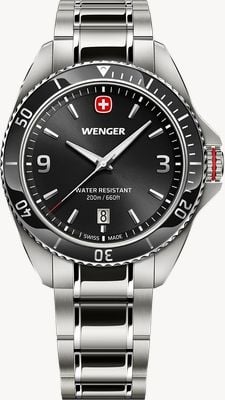 Wenger Executive Quartz (40mm) Black Sunburst Dial / Stainless Steel Bracelet 01.2031.101