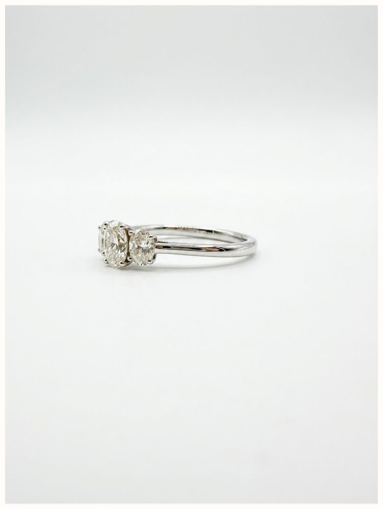 0.69ct Oval Natural Diamond Platinum Trilogy Ring SR150 - alternate view 2