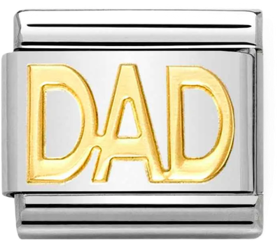 Nomination Classic Dad Link Charm In Bonded Yellow Gold 030107/11
