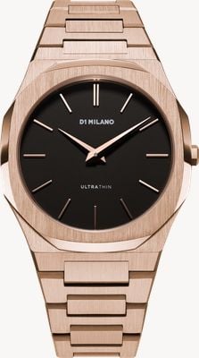 D1 Milano Ultra Thin Re-Rosegold (40mm) Matte Black Dial / Rose-Gold PVD Stainless Steel Bracelet UTBJ42
