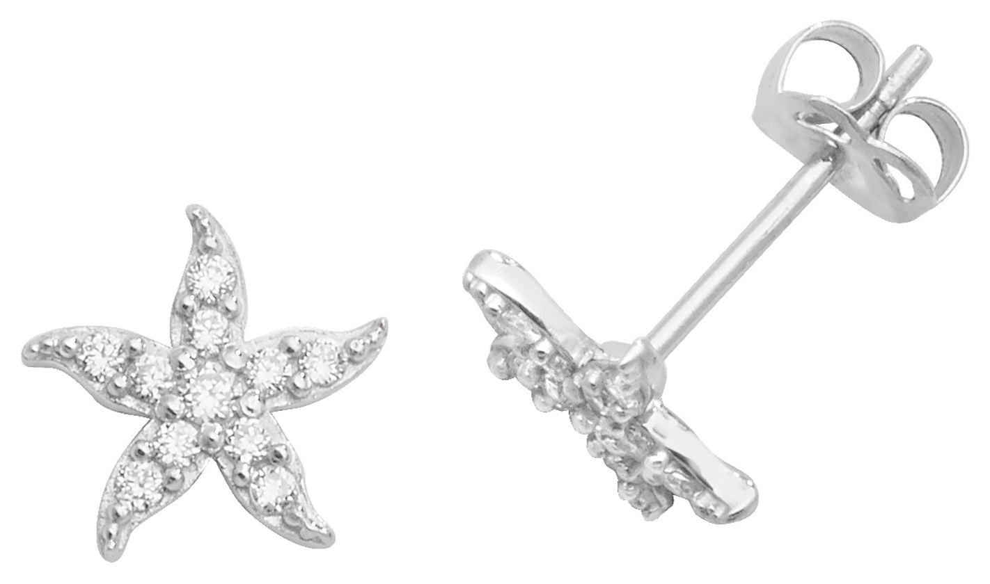 Treasure House ES459W 9ct White Gold Cubic Zirconia Starfish Jewellery