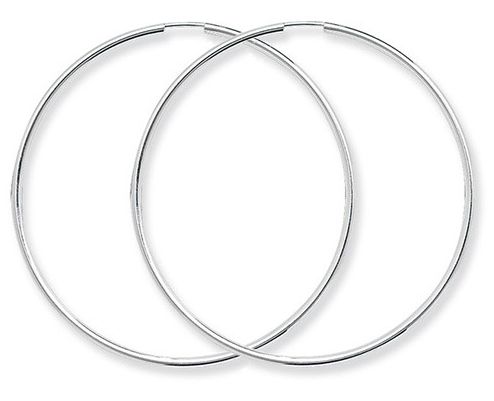 James Moore G5537 Sterling Silver 50mm Sleeper Hoop Earrings Jewellery