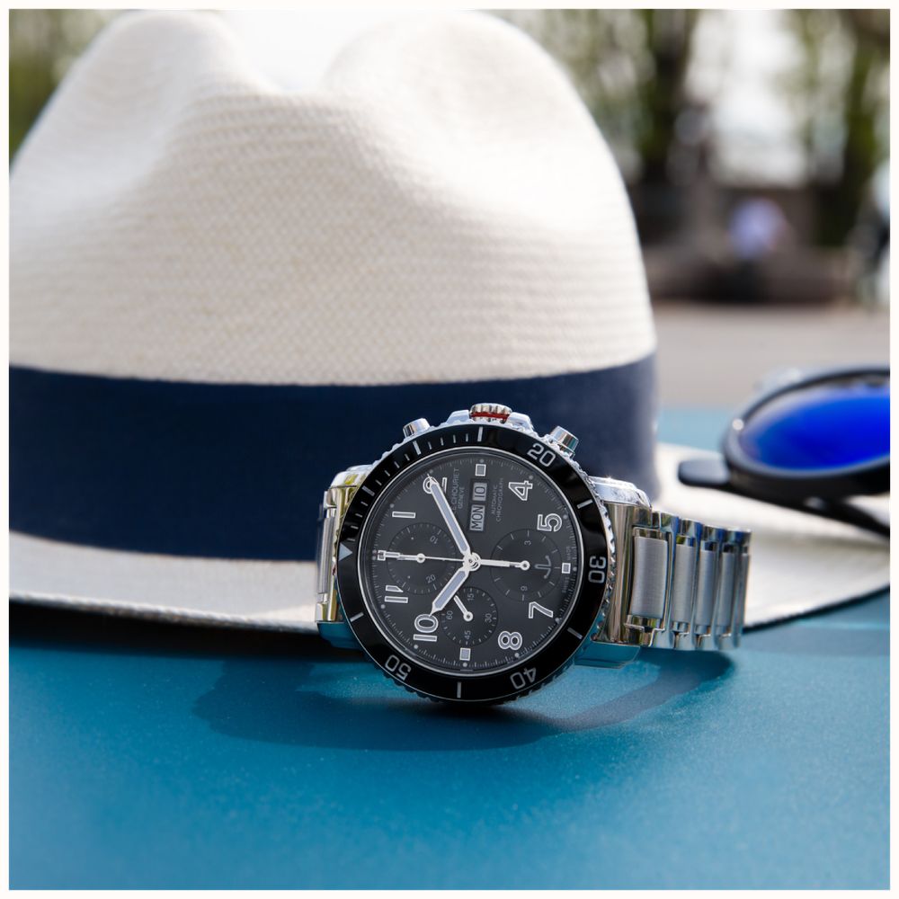 Emile Chouriet Challenger Deep Automatic Chronograph (43.5mm) Black Sunray Dial / Stainless Steel Bracelet 22.1169.G.6.AW.59.6 - alternate view 6