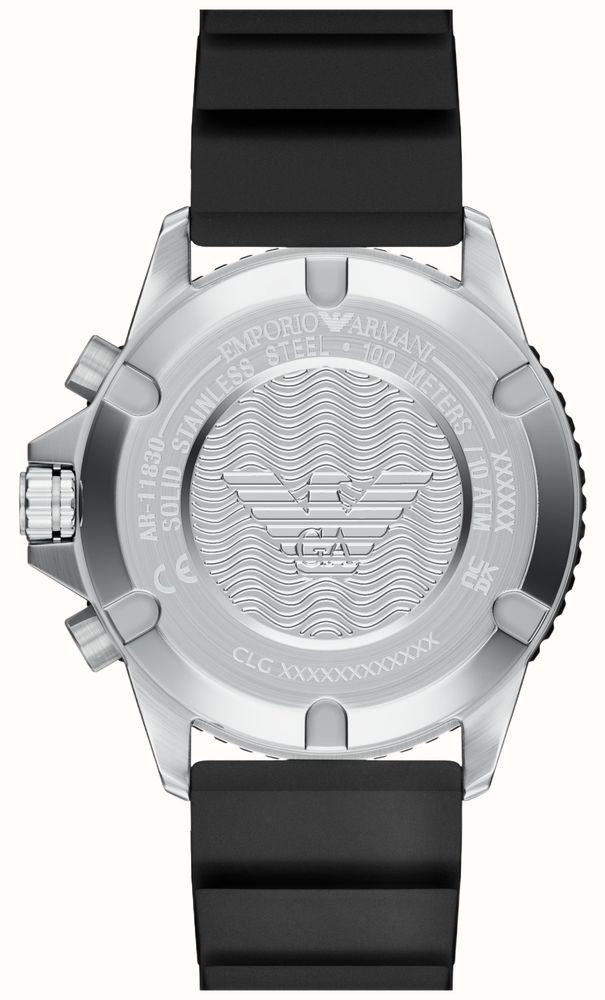 Emporio Armani Solar Chronograph (44mm) Black Dial / Black Silicone Strap AR11830 - alternate view 5