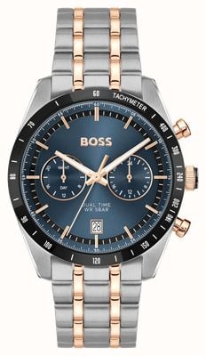 BOSS TOURMASTER Dual-Time (41mm) Blue Dial / Two-Tone Stainless Steel Bracelet 1514288