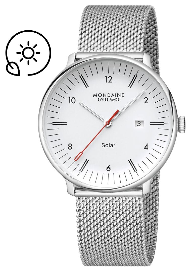 Mondaine MLE.41910.SM Doppio Solar (41mm) Matte White Dial Watch