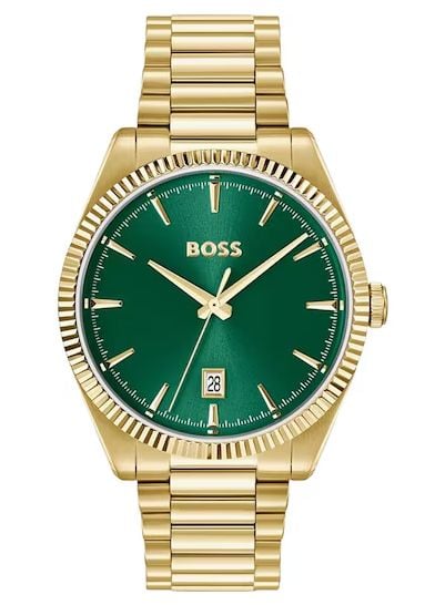 BOSS 1514355 Langford Quartz (39mm) Green Sunray Dial / Gold Watch