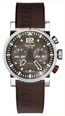 Hanhart PRIMUS Pilot Automatic Chronograph (44mm) Brown Dial / Dark Brown Rubber Strap - M 740.280-1120