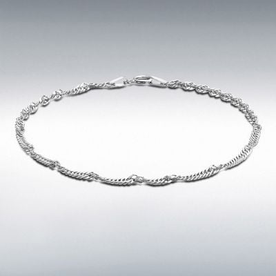 Sterling Silver Twist Curb Anklet 23cm/9" 8.23.0654