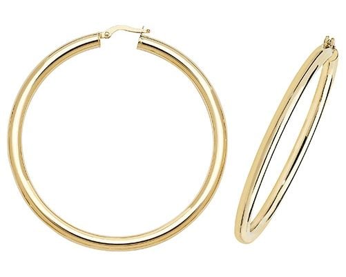 Treasure House ER1004-50 9k Yellow Gold Hoop Earrings 50 mm Jewellery