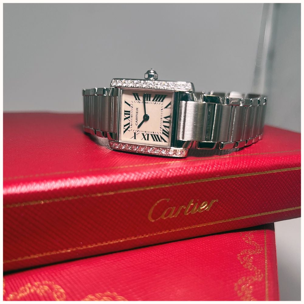 Pre-owned Cartier Tank Française Quartz (20mm) White Dial / Stainless Steel Bracelet JMP-873559 - alternate view 2