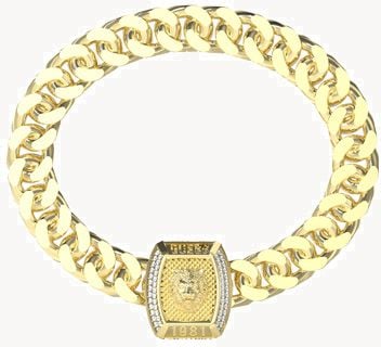 Guess LION KING 20mm Gold PVD Stainless Steel Curb Chain Bracelet - One Size UMB05005YGL