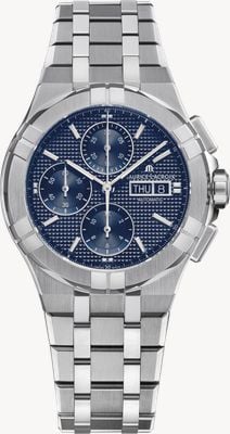 Maurice Lacroix AIKON Automatic Chronograph (42mm) Blue Clous De Paris Dial / Stainless Steel Bracelet Watch AI6218-SS002-430-1