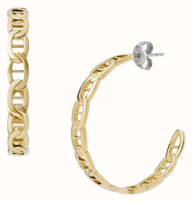 Fossil Women's Heritage D-Link Gold-Tone Stainless Steel Hoop Earrings JF04781710