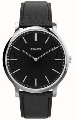 Timex Men's Gallery | Black Dial | Black Leather Watch TW2V28300