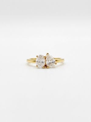 1ct Oval & Pear Lab Grown Diamond 18ct Yellow Gold Toi Et Moi Ring SR3662(LG-YG)18