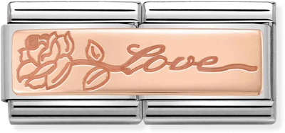Nomination Classic DOUBLE LINK Rose Gold Love with Flower Charm 430710/14
