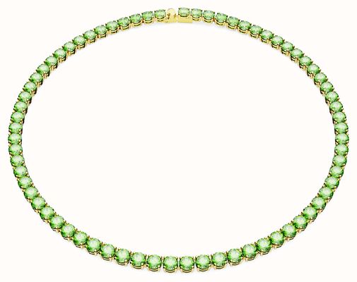 Swarovski Matrix Tennis Necklace Gold-Tone Plated Green Crystals 5661189