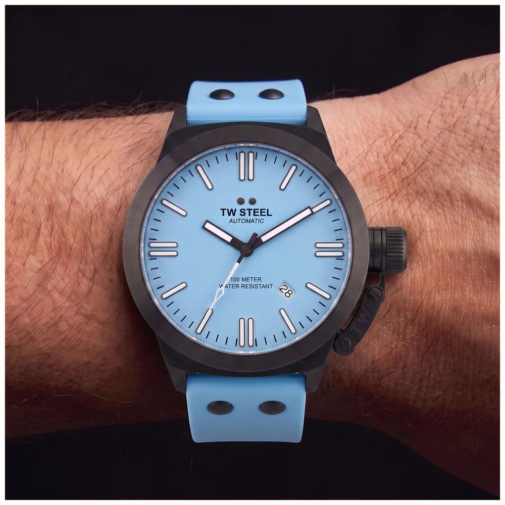 TW Steel Canteen Automatic (45mm) Light Blue Dial / Light Blue Silicone Strap Watch CS128 - alternate view 5