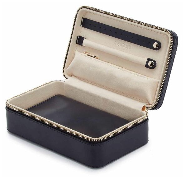 WOLF 766317 Maria Medium Zip Case - Navy Blue Jewellery