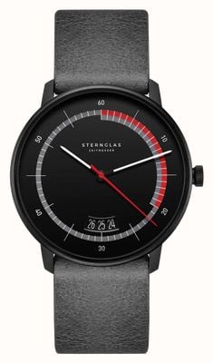 STERNGLAS Naos Sport Edition Quartz (38mm) Black Dial / Concrete Black Leather Strap S01-NAS05-VI21