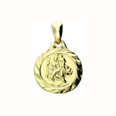 James Moore CME Silver Gold Plate Dia Cut Disc St Christopher Pendant H5963/Y