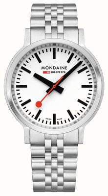 Mondaine Stop2Go (41mm) Classic White Dial / 316L Stainless Steel Bracelet MST.4101B.SJ.2SE