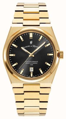 Jacques Du Manoir Horizon Quartz (41mm) Black Dial / Gold-Tone Stainless Steel Bracelet JWG03504