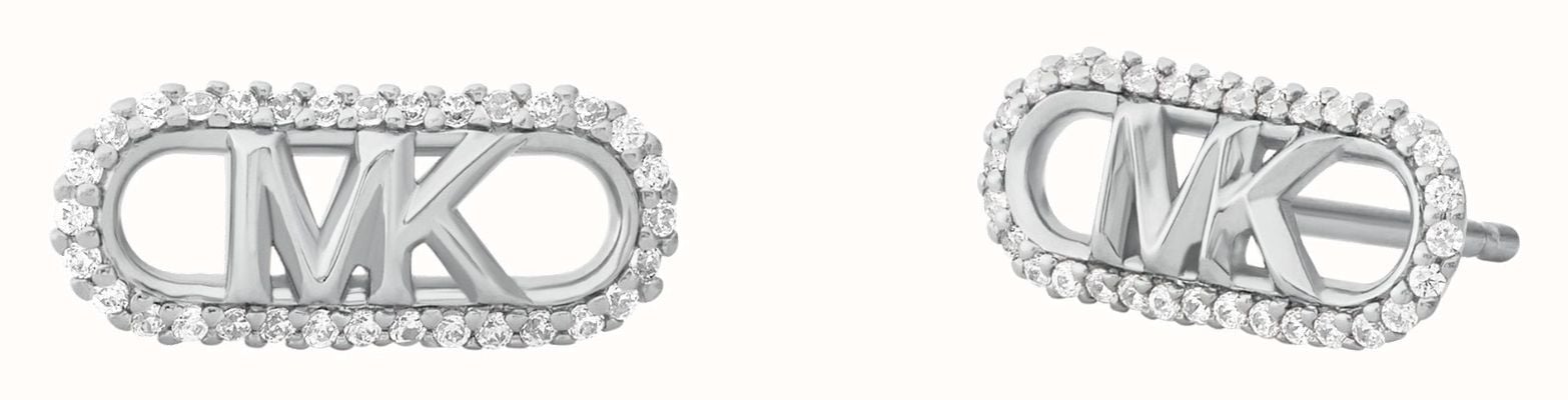 Michael Kors KOS MK Crystal-Set Sterling Silver Logo Stud Earrings MKC1657CZ040