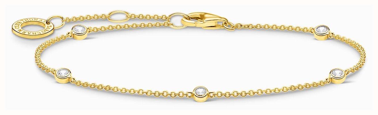 Thomas Sabo Women's Dainty White Zirconia Gold-Plated Bracelet A1999-414-14