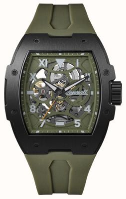 Ingersoll THE PLAY Automatic (45.2mm) Green Skeleton Dial / Green Rubber Strap I15303