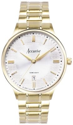 Accurist Men's Classic Quartz (37mm) Silver Dial / Gold PVD Stainless Steel Bracelet 73008