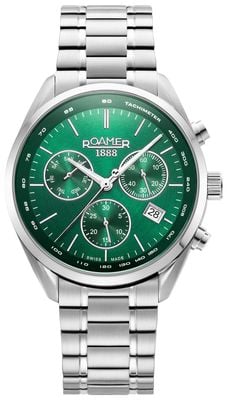 Roamer Men's Pro Chrono (42mm) Green Dial / Stainless Steel Bracelet 993819 41 75 20