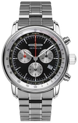 Zeppelin LZ 14 Marine Quartz Chronograph (42mm) Black Dial / Stainless Steel Bracelet 8888MB-2