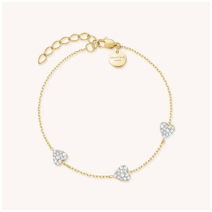 Rosefield Jewellery JB3HG-J1278 3 Hearts Bracelet Gold