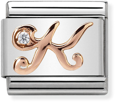 Nomination Classic Letter K 9ct Rose Gold & Steel Charm 430310/11