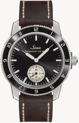 Sinn 104 Classic 12 Small-Seconds (41mm) Black Electroplated Dial / Dark Brown Leather Strap 104.060 BROWN LEATHER