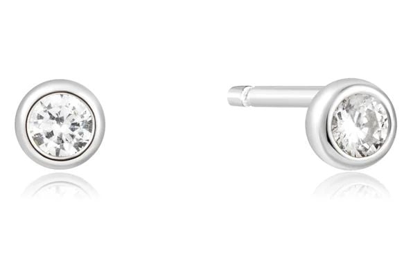 Ania Haie E059-03H Silver Solitaire Cubic Zirconia Studs Jewellery