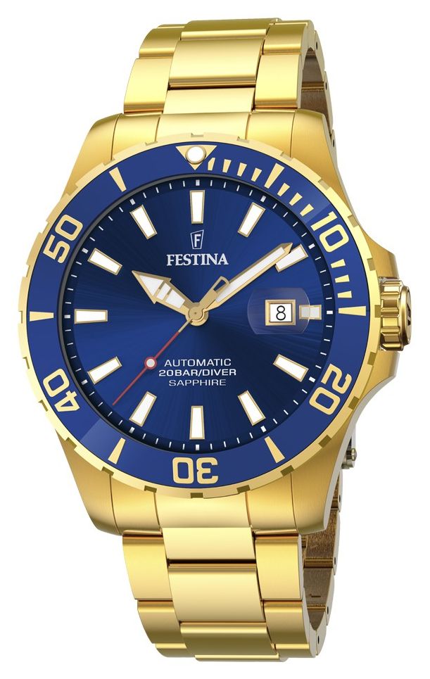 Festina F20533/1 Diver Automatic (44mm) Blue Dial / Gold PVD Watch
